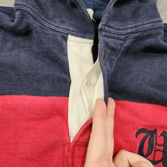 Vintage Halbro Rugby Pullover Hoodie Mens Small US Rugby Stripe Retro Sweatshirt - Picture 5 of 11